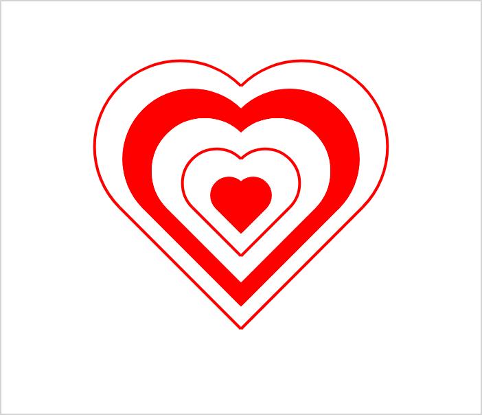 Concentric red and white hearts