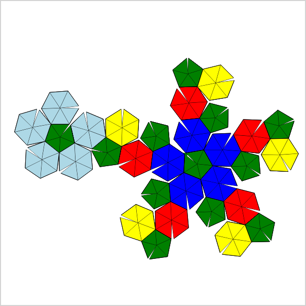 asymmetric single page model of a hexapentakis truncated icosahedron