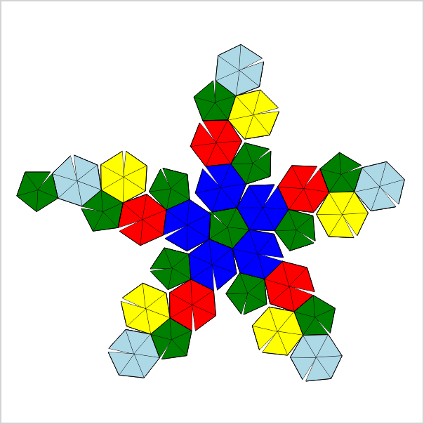 symmetric single page model of a hexapentakis truncated icosahedron