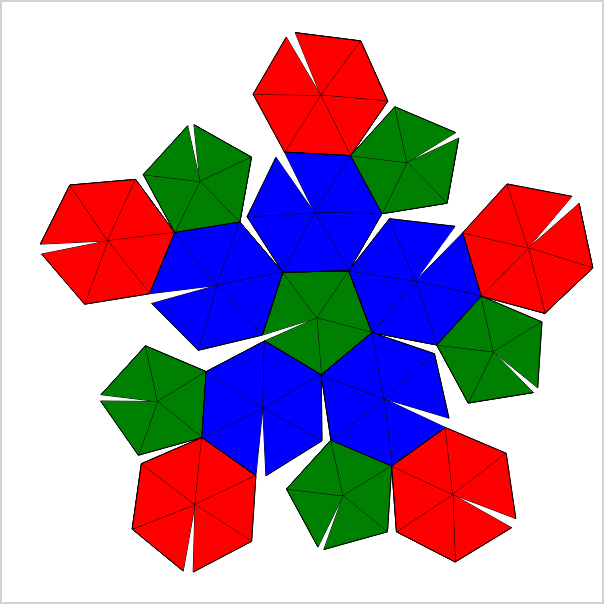 symmetric half page model of a hexapentakis truncated icosahedron