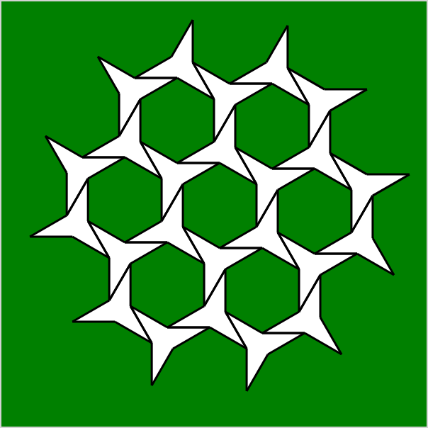  by Steven Naifeh. Series of deformed triangles forming regular open hexagons.