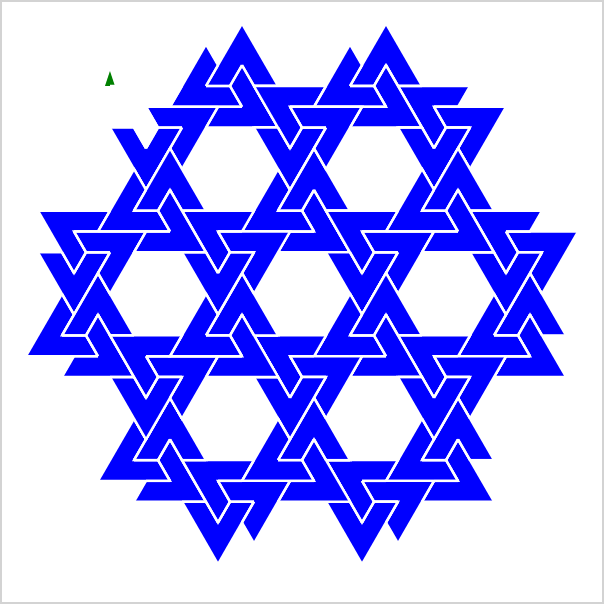 Mizen 6 by Steven Naifeh. Series of V-shaped polygons to form about a set of seven open hexagons.