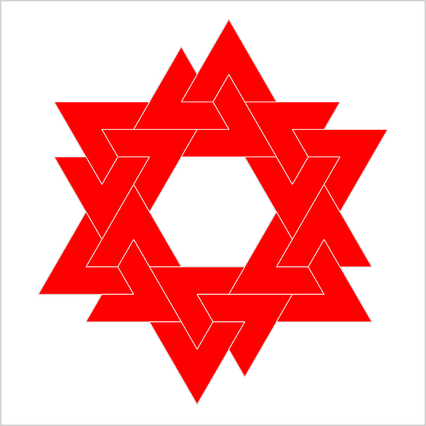 Mizen by Steven Naifeh. Series of V-shaped polygons to form about a central open hexagon.