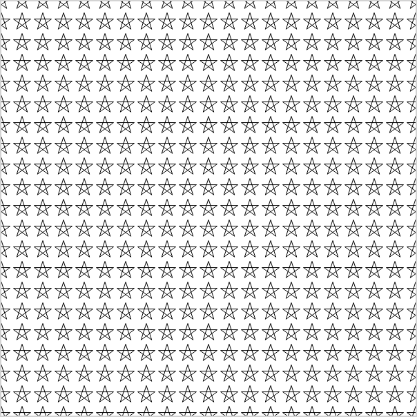 Many rows and columns of five-pointed stars.