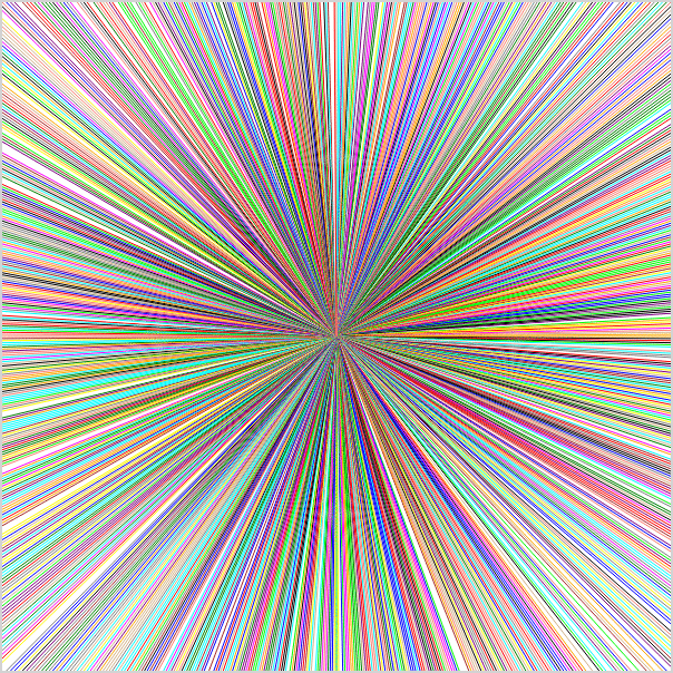 A changing series of images all draws with a set of lines radiating from the center.