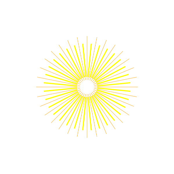 A changing series of images all draws with a set of lines radiating from the center.