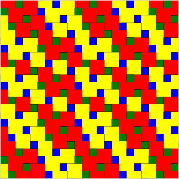 A tessellation using two different sizes of squares.